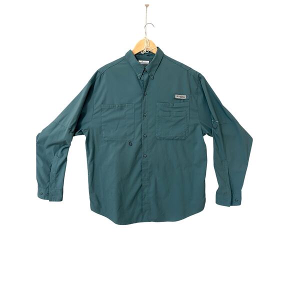 Columbia PFG Omni-Shade Vented Fishing Shirt Men’s Large Teal Long Sleeve - Picture 11 of 15